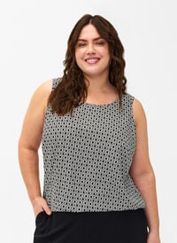 FLASH - Sleeveless top with print, Black White Graphic, Model