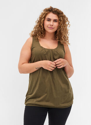 Top with lace trim, Ivy green, Model image number 0