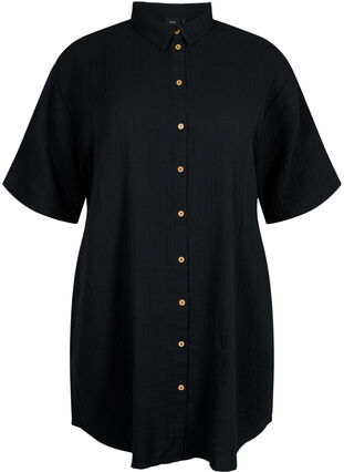 Short sleeve shirt with buttons, Black, Packshot image number 0