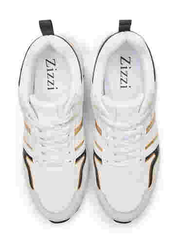 Wide fit trainers, White/Gold, Packshot image number 1