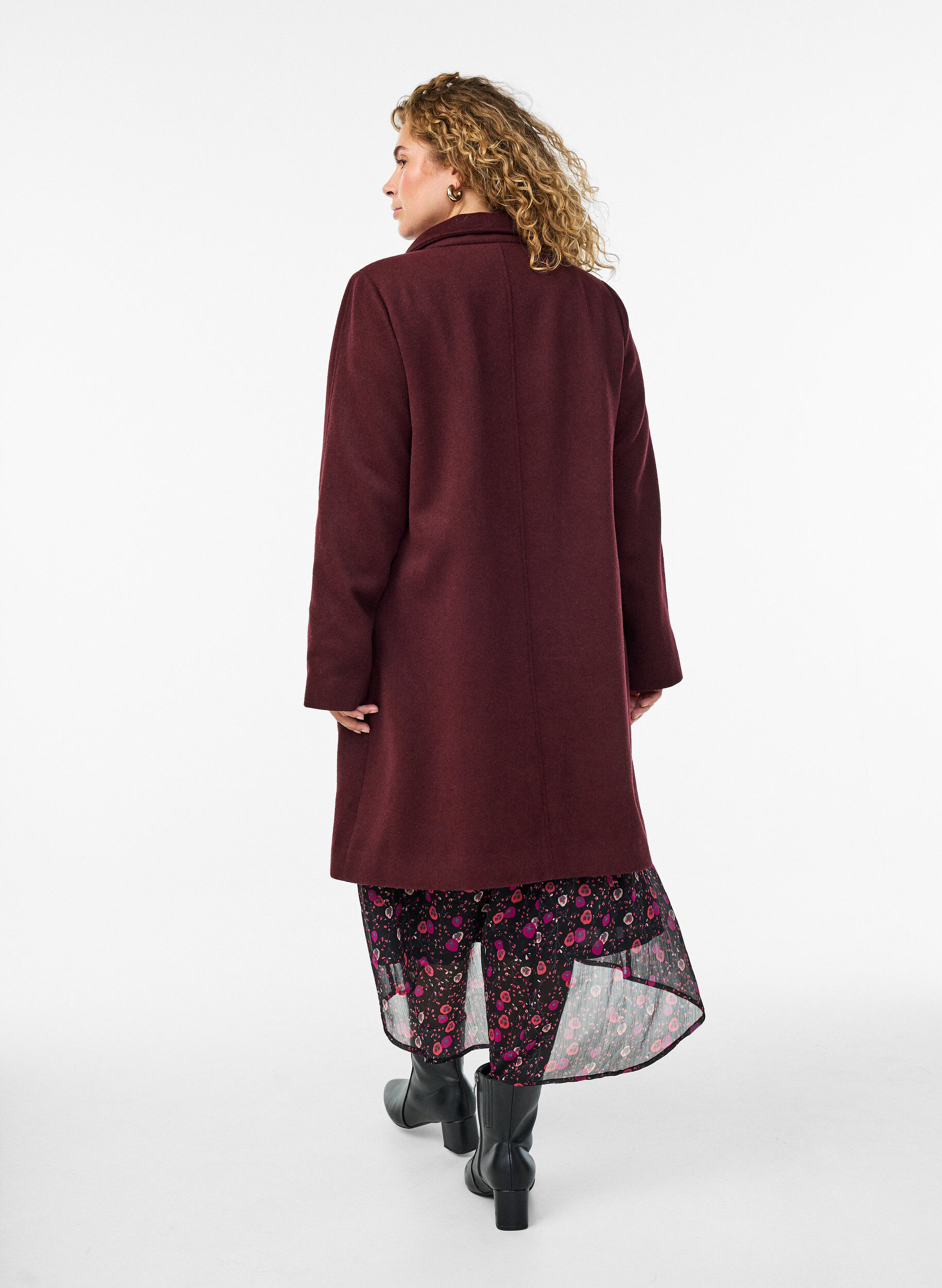 Zizzifashion Coat with wool and stand-up collar, Red, Model image number 2