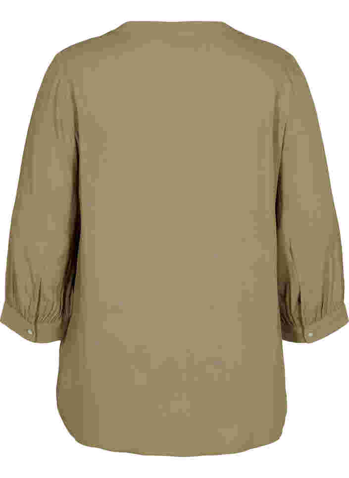 Viscose blouse with 3/4-length sleeves, Timber Wolf, Packshot image number 1