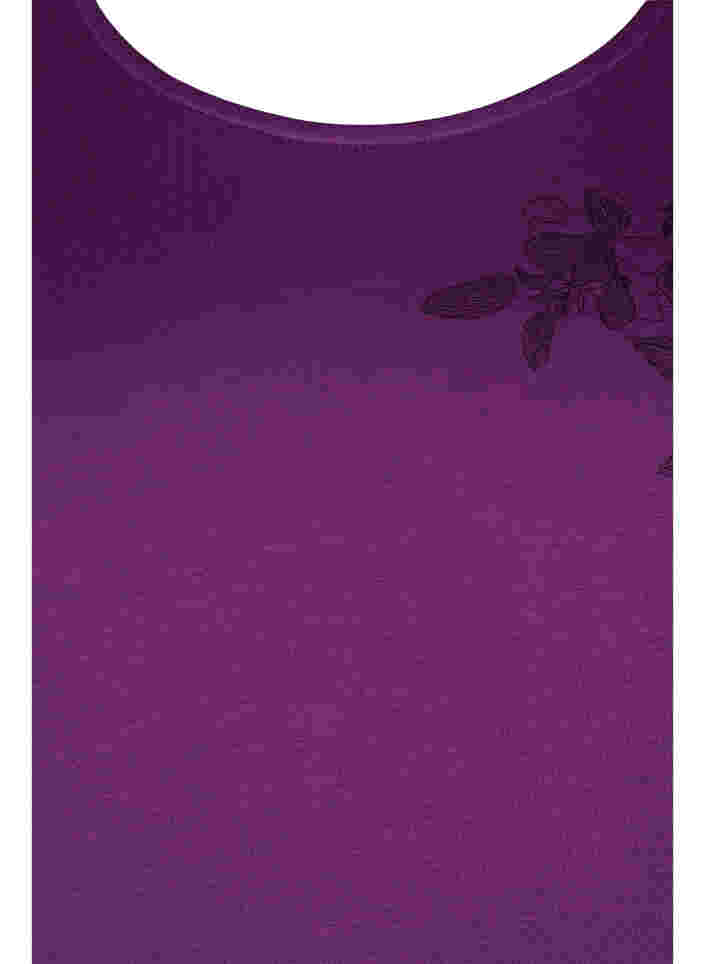Short-sleeved viscose t-shirt with floral print, Grape Juice Flower, Packshot image number 2
