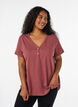 T-shirt with button detail, Brown, Model image number 0