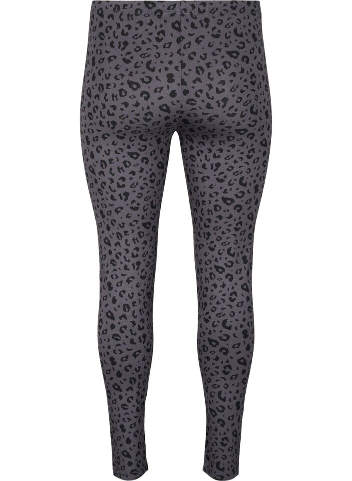 Viscose leggings with leopard print, Grey, Packshot image number 1