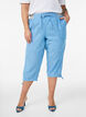 Cotton and linen Capri trousers with an elasticated waist and tie-string, Blue, Model image number 2