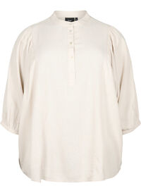 Viscose-Linen Mix Shirt Blouse with 3/4 Sleeves