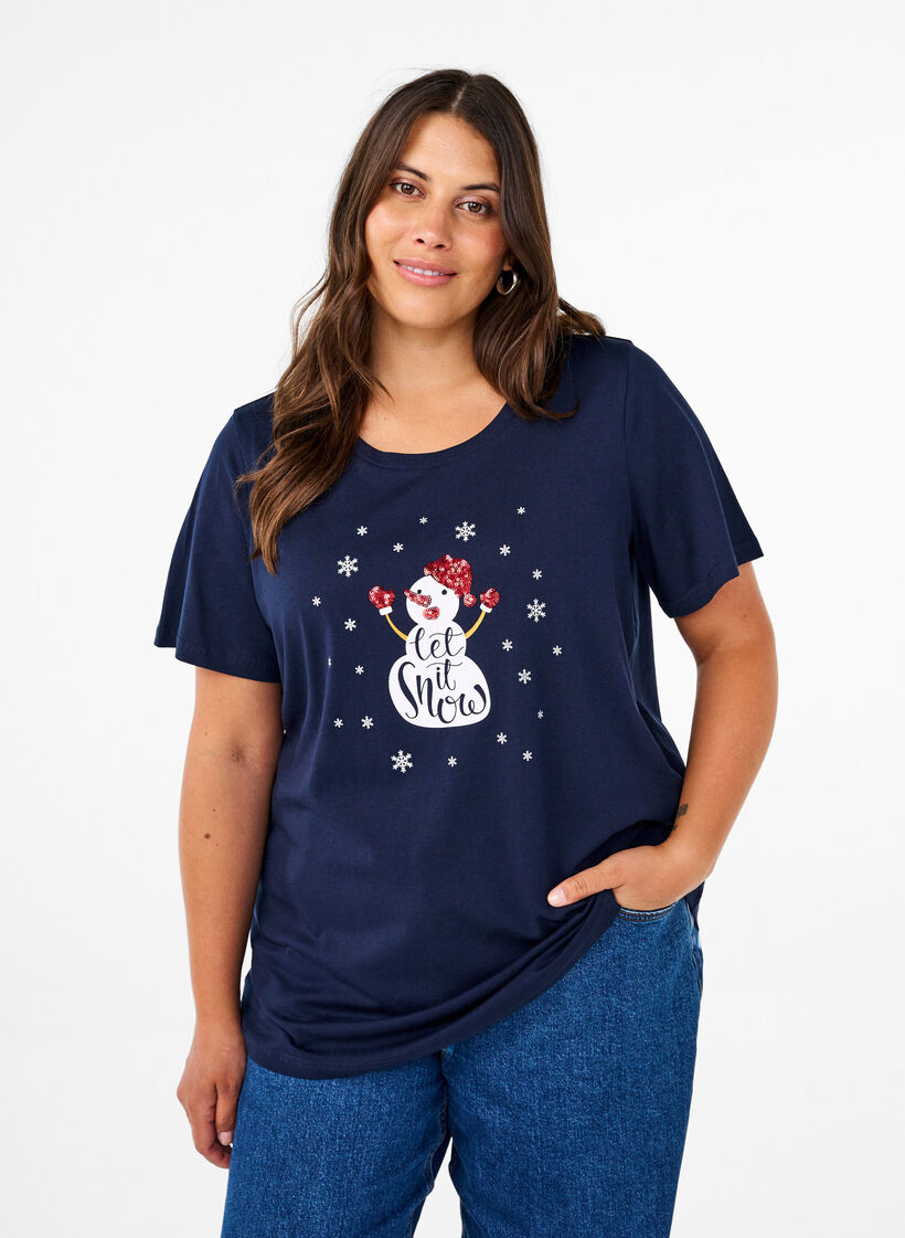Christmas t-shirts in 100% cotton, Navy B. w. LetItSnow, Model image number 0