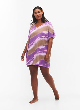 Printed beach dress in viscose, Fantom Print, Model image number 2
