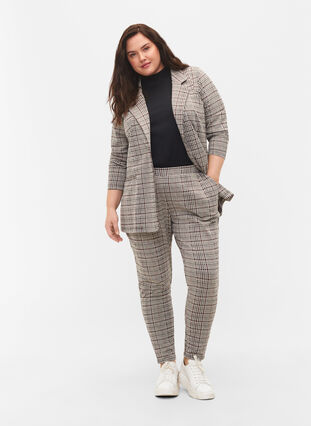 Checkered blazer with button closure, Brown Check, Model image number 2