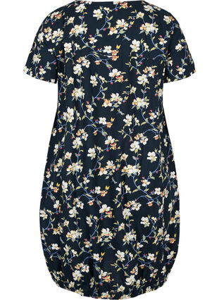 Short-sleeved, printed cotton dress, Vulcan Flower AOP, Packshot image number 1