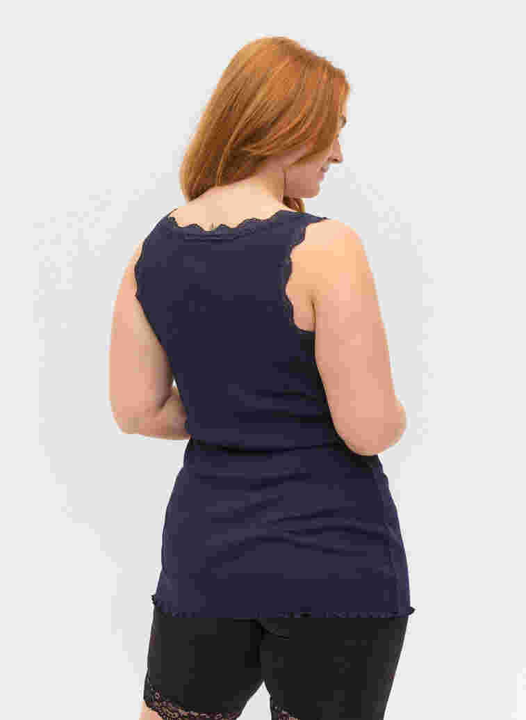 Top with lace trim, Peacoat, Model image number 1