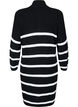 Striped knit dress with zipper, Black w.Cloud Dancer, Packshot image number 1