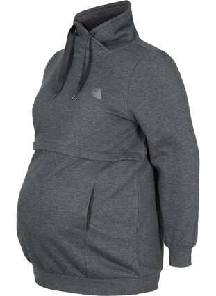 Maternity sweatshirt with breastfeeding function, Dark Grey Melange, Packshot image number 0