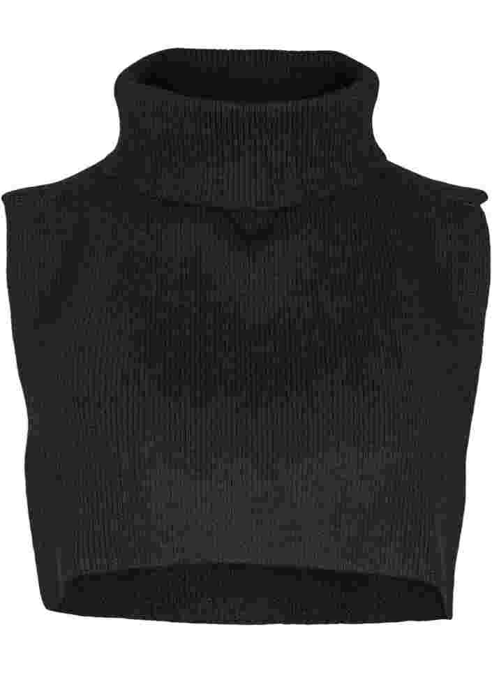 Rib-knitted neckwarmer, Black, Packshot