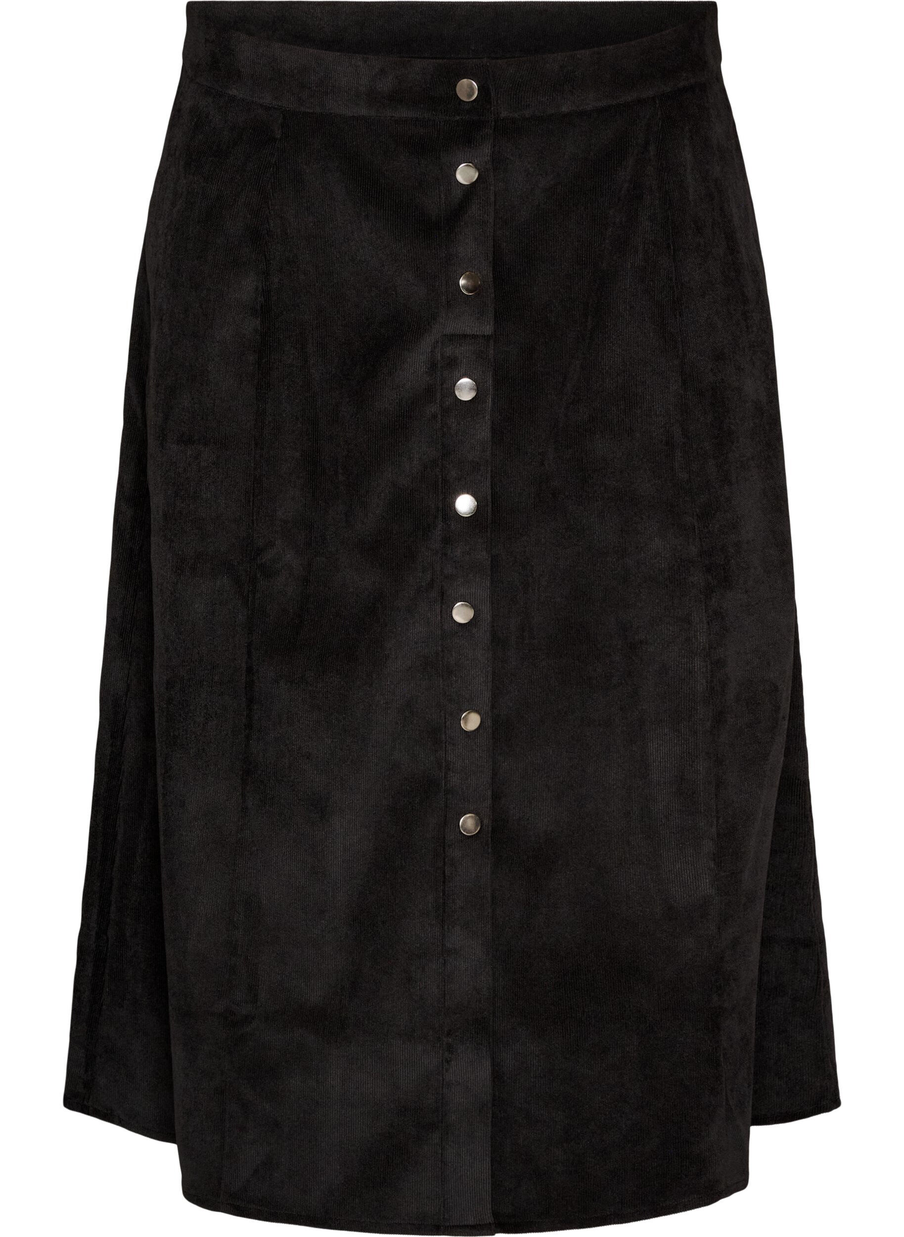 A-line corduroy skirt with buttons