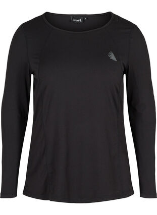 Training shirt with long sleeves and print, Black, Packshot image number 0