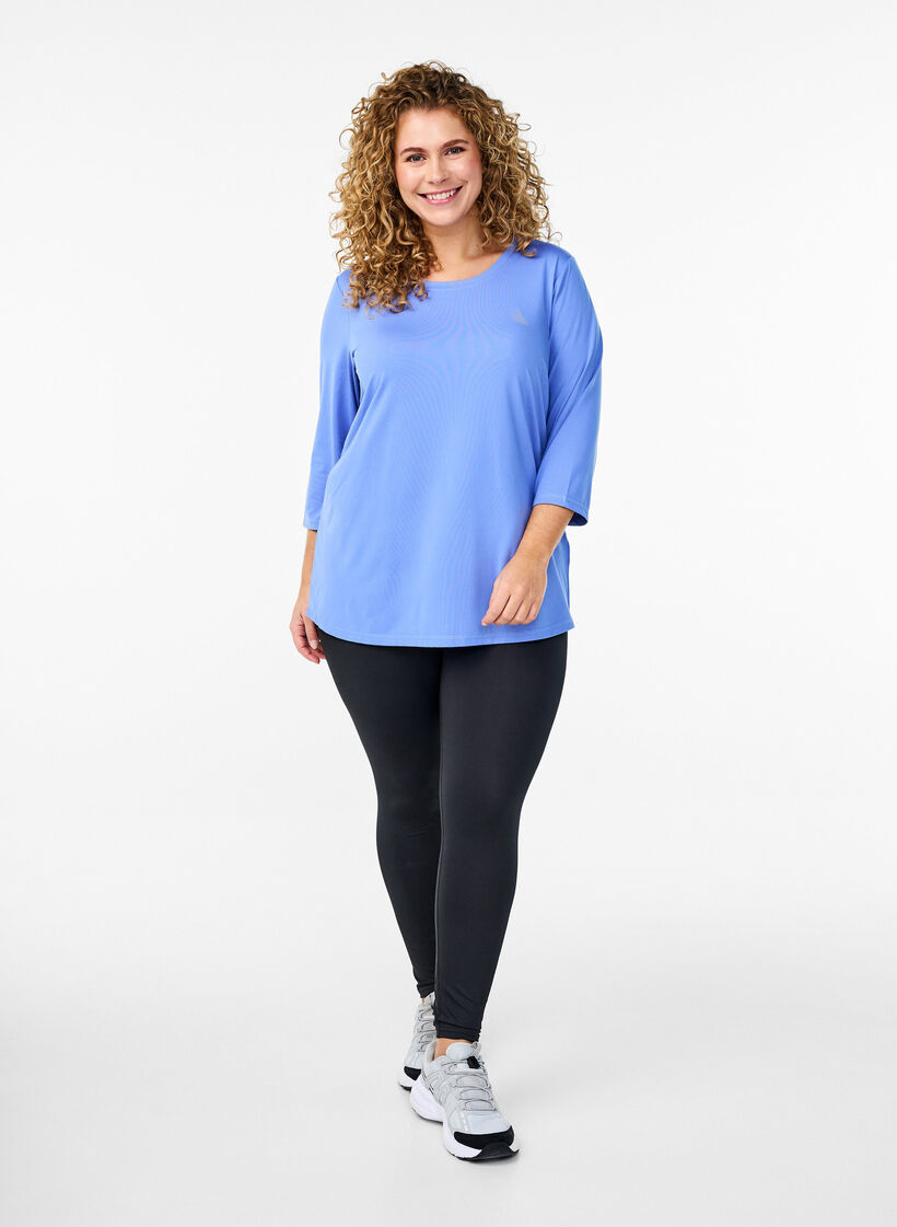 Workout top with 3/4 sleeves, Blue, Model image number 1