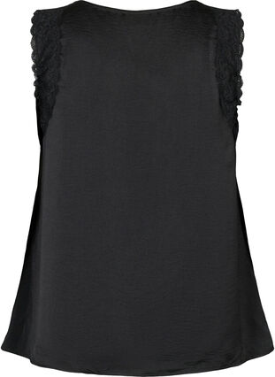 Top with lace and cross detail, Black, Packshot image number 1