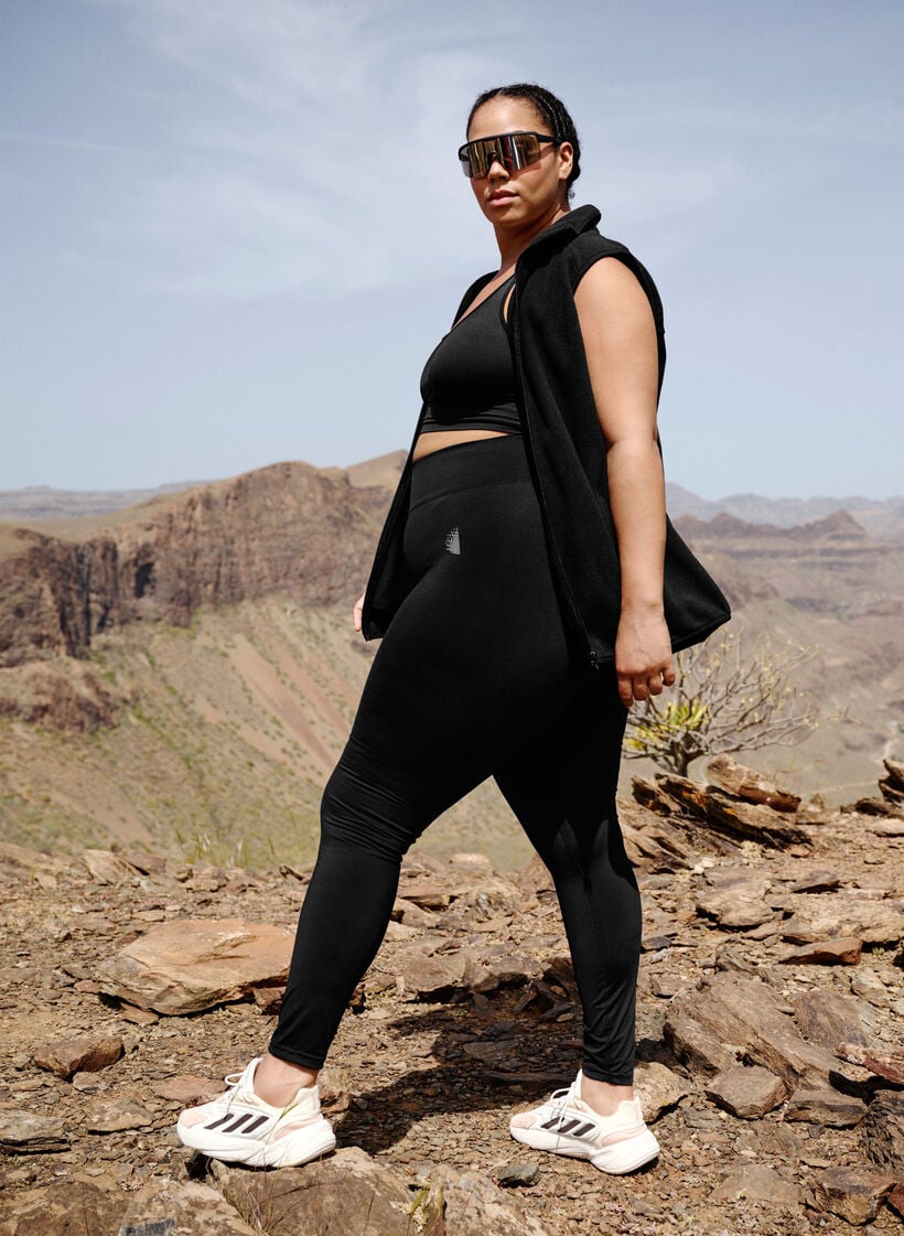 Cropped basic workout leggings, Black, Image