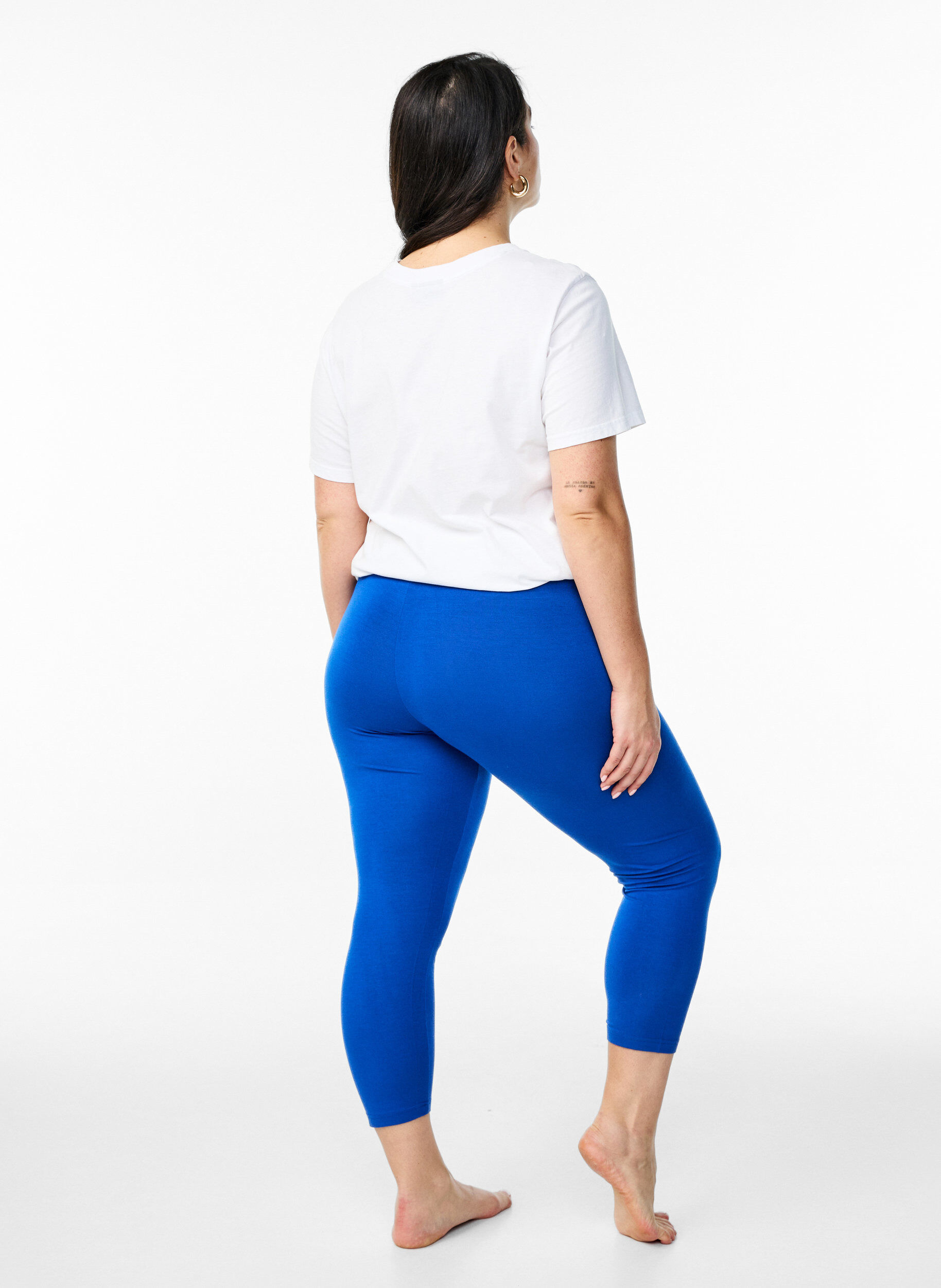 Zizzifashion Basic 3/4-length viscose leggings, Blue, Model image number 2