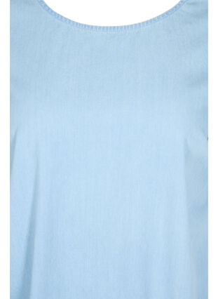 Short-sleeved denim dress in cotton, Light blue denim, Packshot image number 2