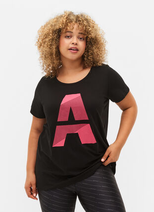 Training T-shirt with print, Black w. Pink A, Model image number 0