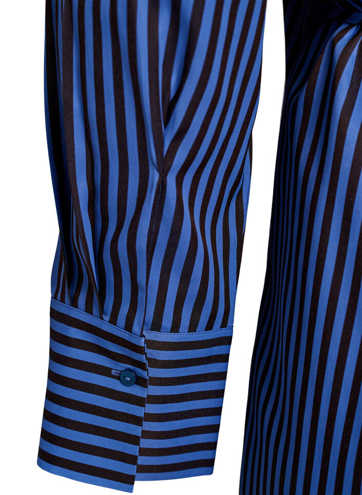 Striped shirt with a wrap effect and a tie-belt, Blue, Packshot image number 4