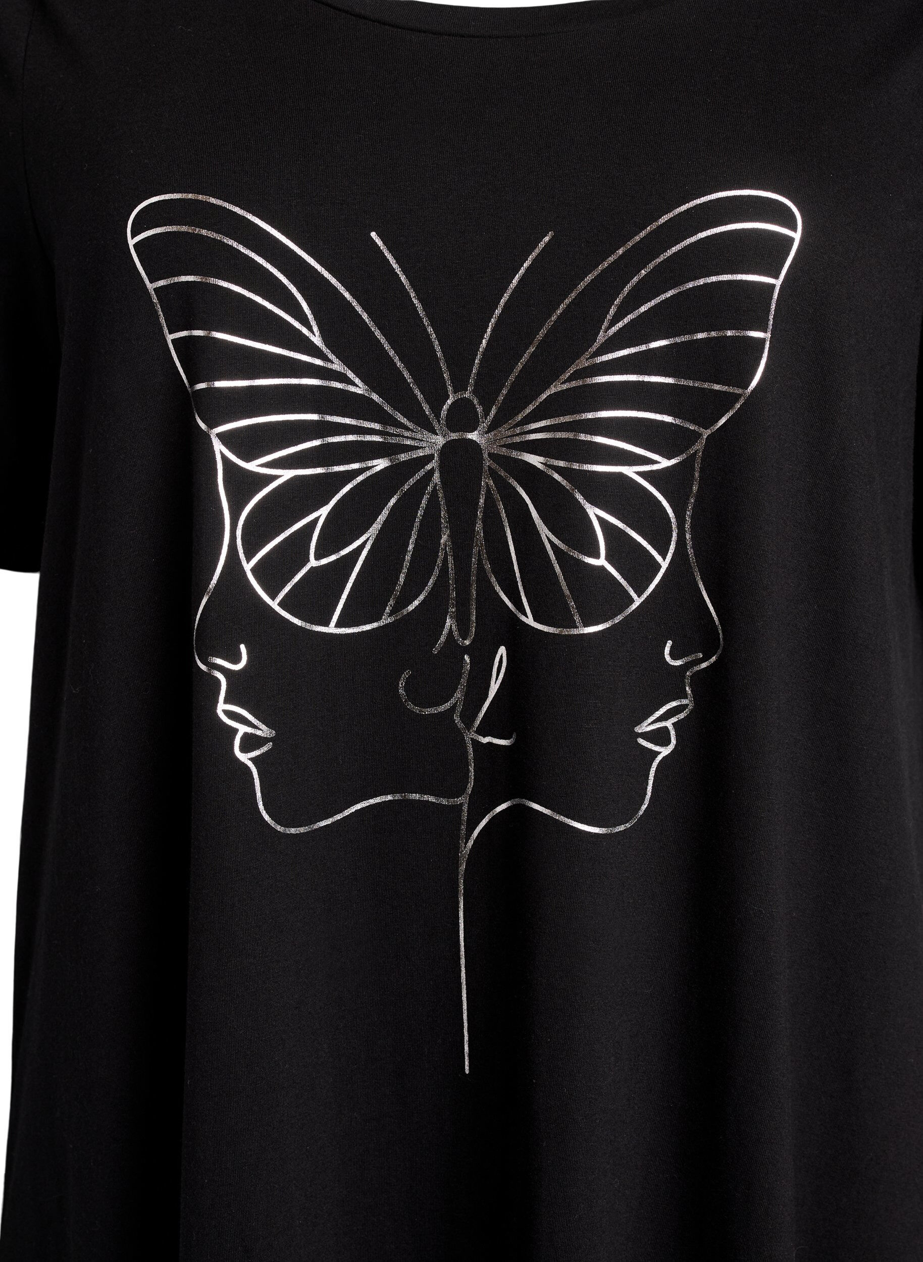 ZizzifashionMidi nightgown in organic cotton, Black, Packshot image number 2