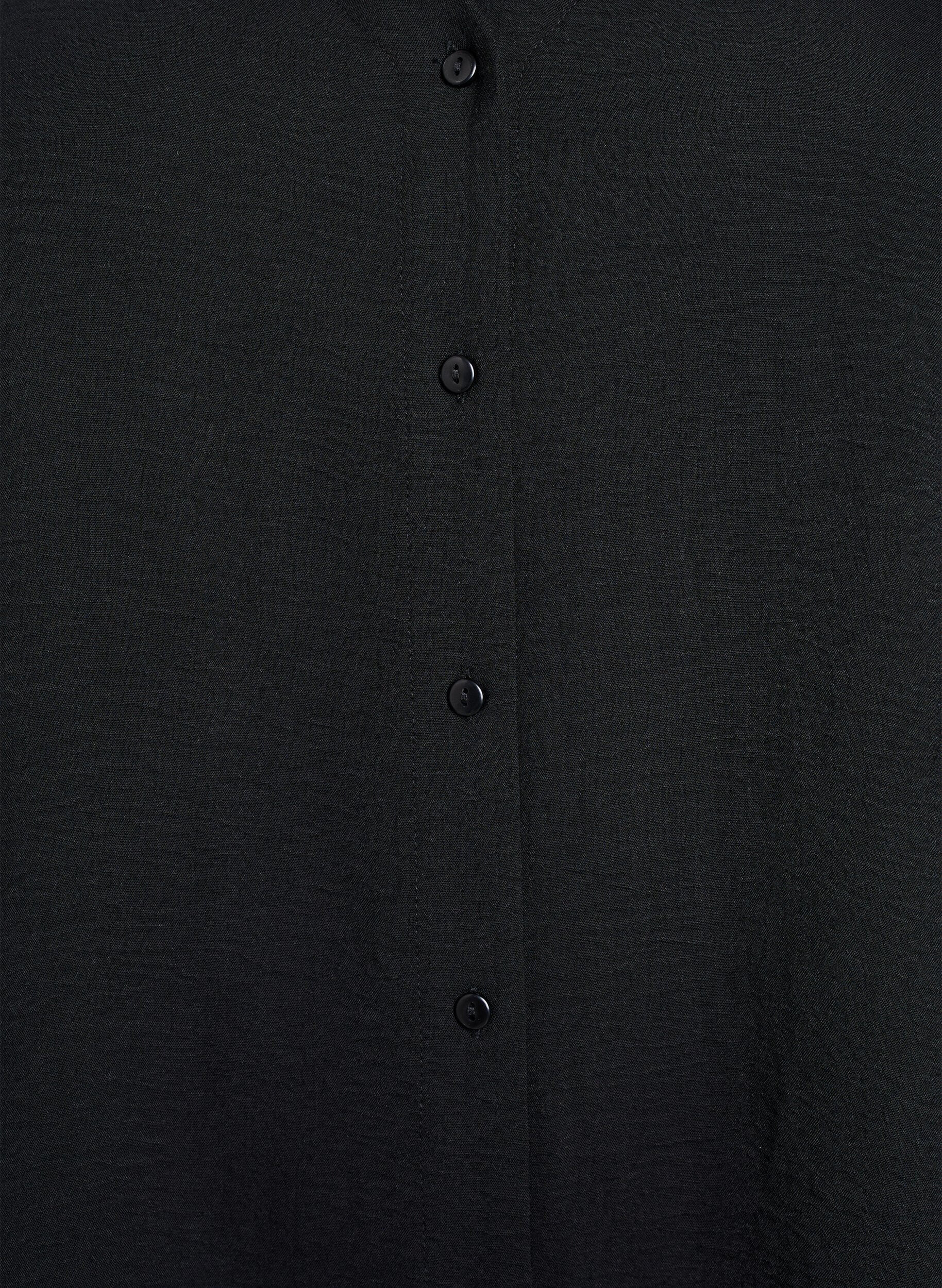 Zizzifashion Shirt Blouse with V-Neck and 3/4 Sleeves, Black, Packshot image number 2