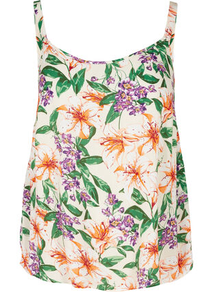 Printed viscose top with an A-line cut, Tropic AOP, Packshot image number 0