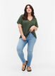 Short-sleeved basic t-shirt with v-neck, Green, Model image number 1