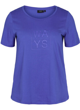 Short-sleeved cotton t-shirt with a print, Dazzling Blue WAYS, Packshot image number 0