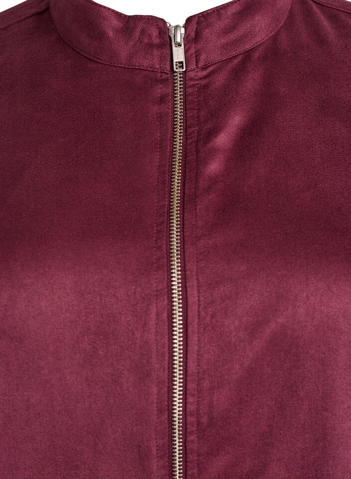 Long shirt in faux suede with zipper, Red, Packshot image number 2