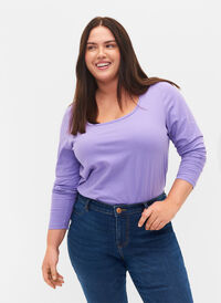 Basic cotton blouse 2-pack, Paisley Purple/Black, Model