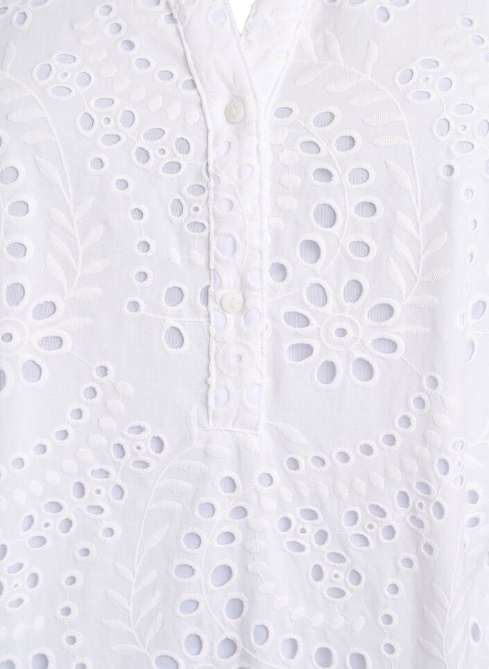 Broderie anglaise dress with ruffle sleeves, White, Packshot image number 2