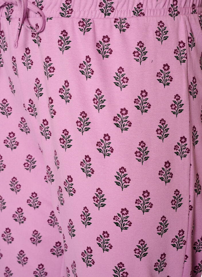 Cotton pyjama trousers with high waist, Rose, Packshot image number 2