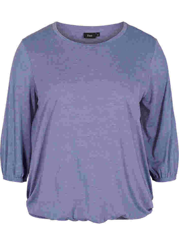Plain blouse with 3/4 sleeves, Deep Cobalt Mel. , Packshot image number 0