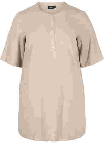 Short-sleeved cotton tunic with pockets