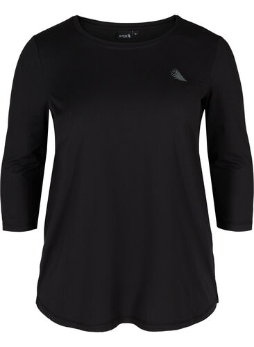 Sports top with 3/4 sleeves, Black, Packshot image number 0