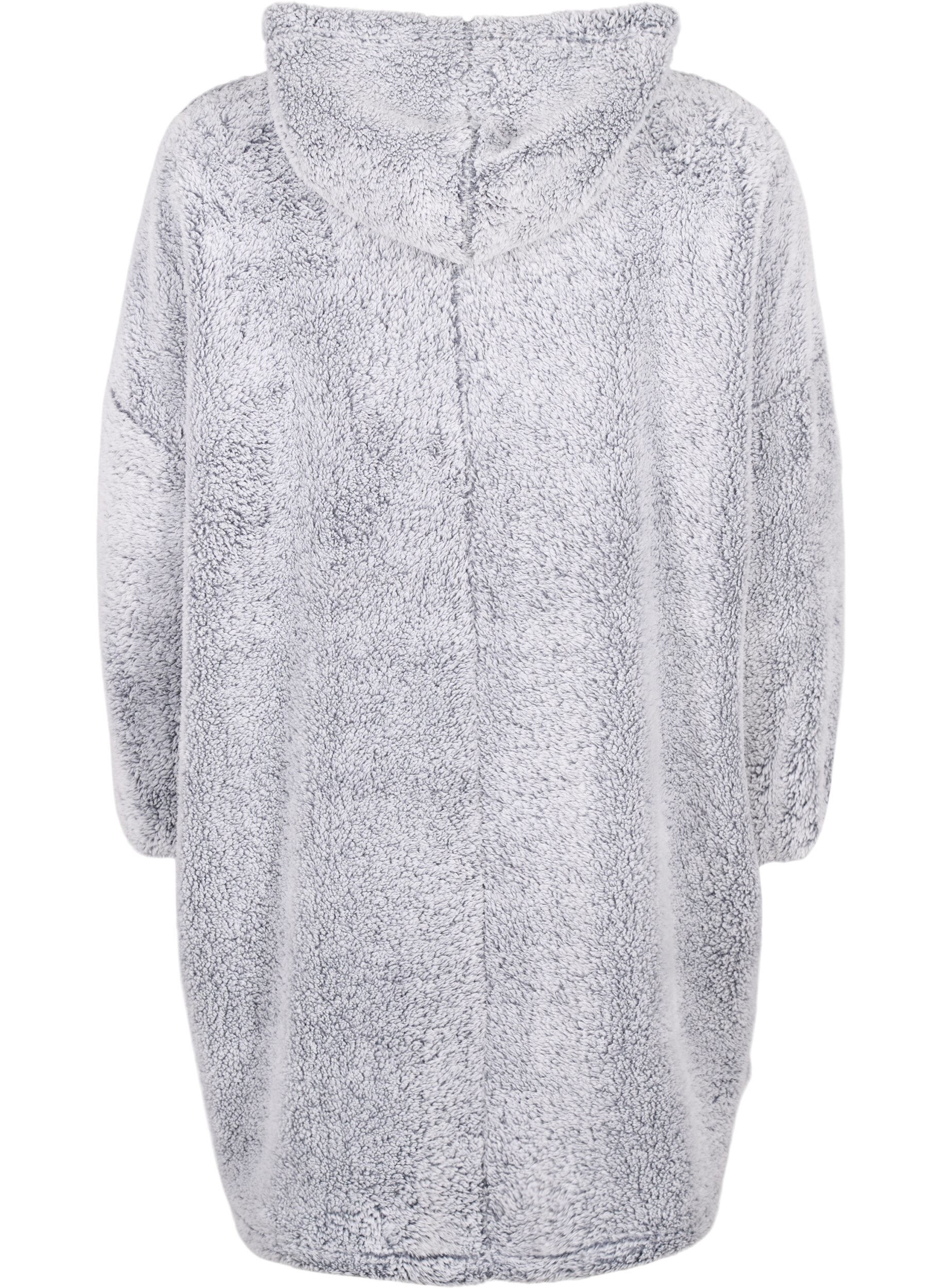 Zizzifashion Oversized teddy dress with pocket, Grey Melange, Packshot image number 1