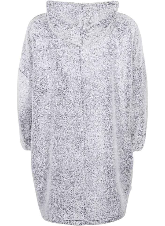 Oversized teddy dress with pocket, Grey Melange, Packshot image number 1