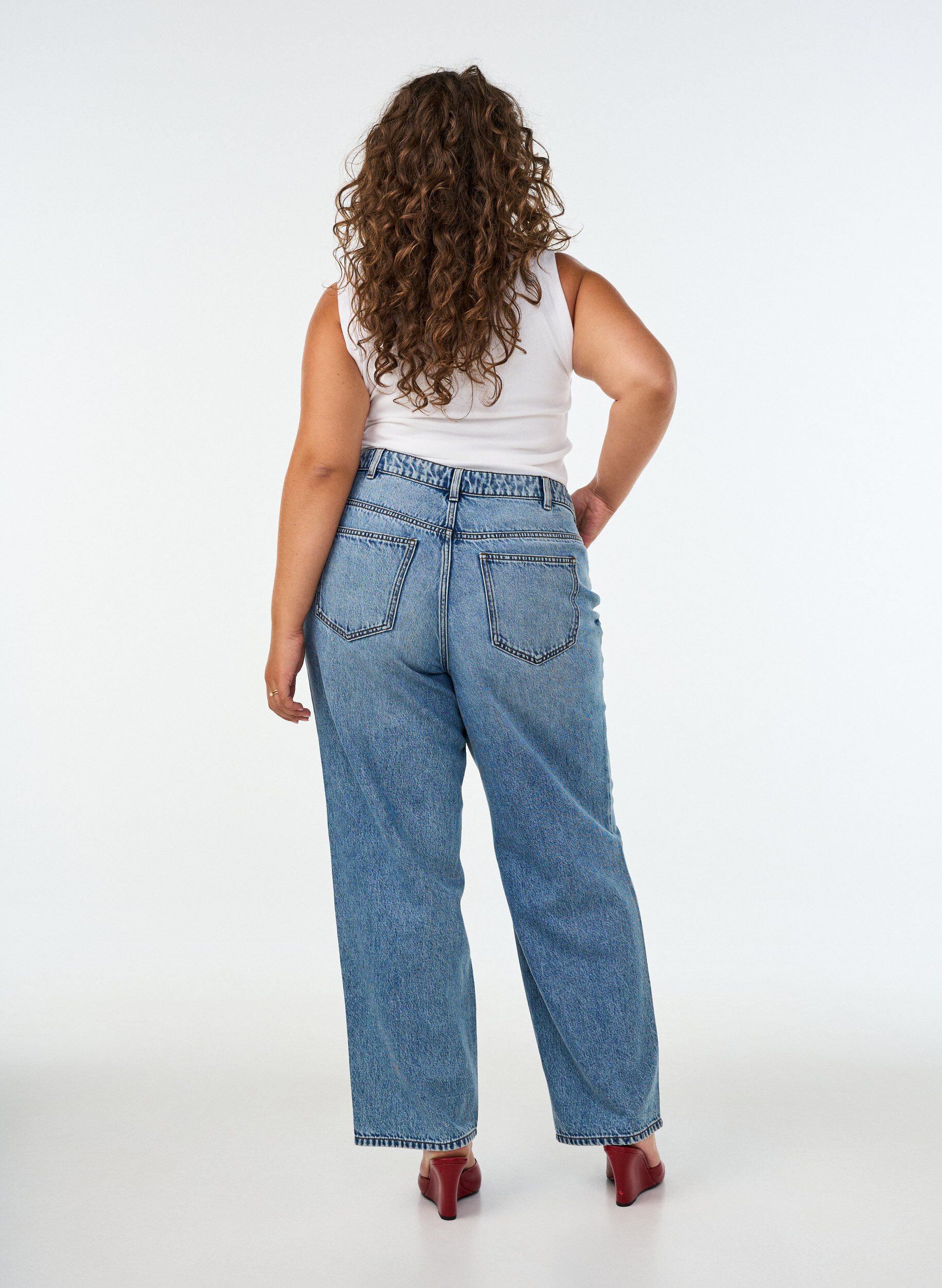 ZizzifashionKiana straight fit jeans with a high waist, Blue, Model image number 1