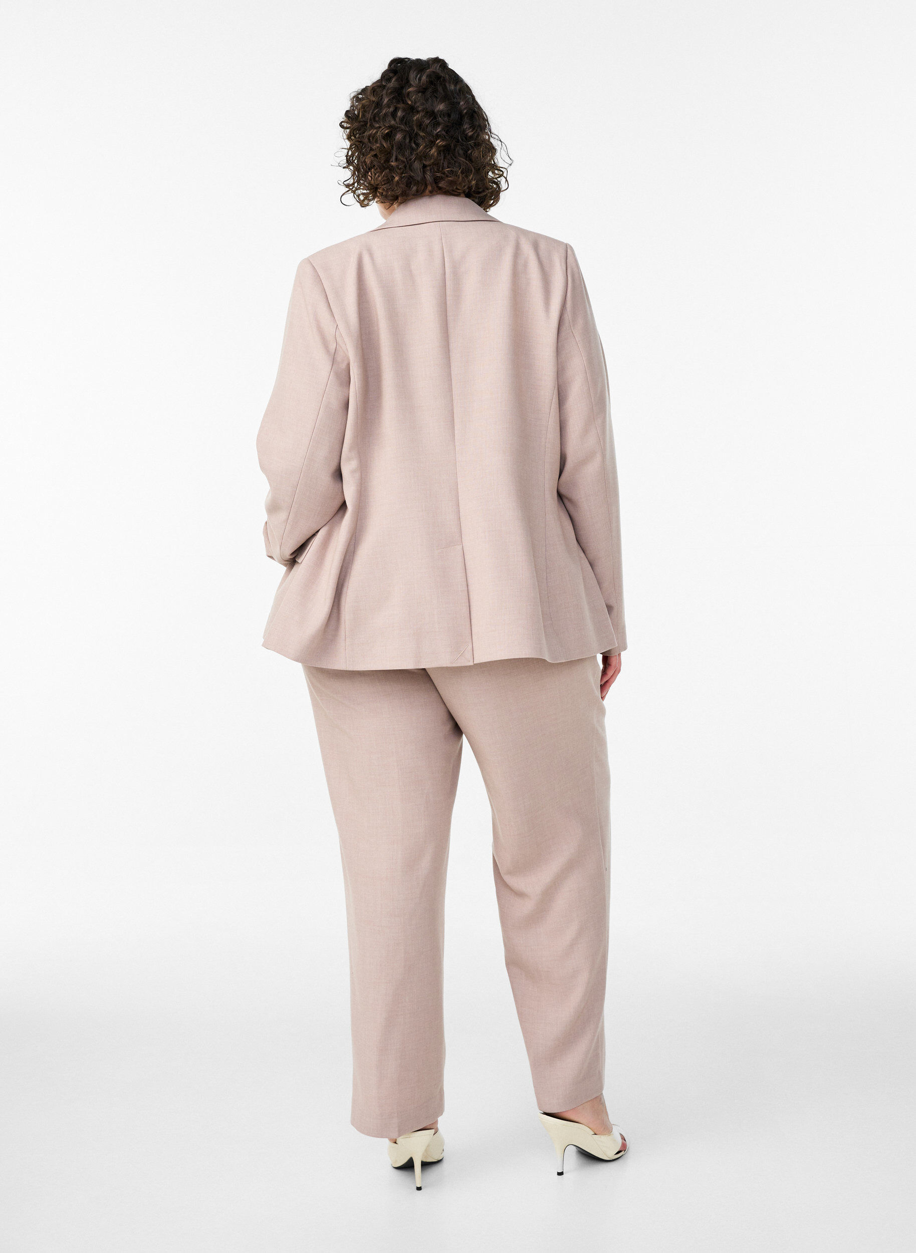 Zizzifashion Tailored trousers with a high waist and straight fit, Beige, Model image number 1