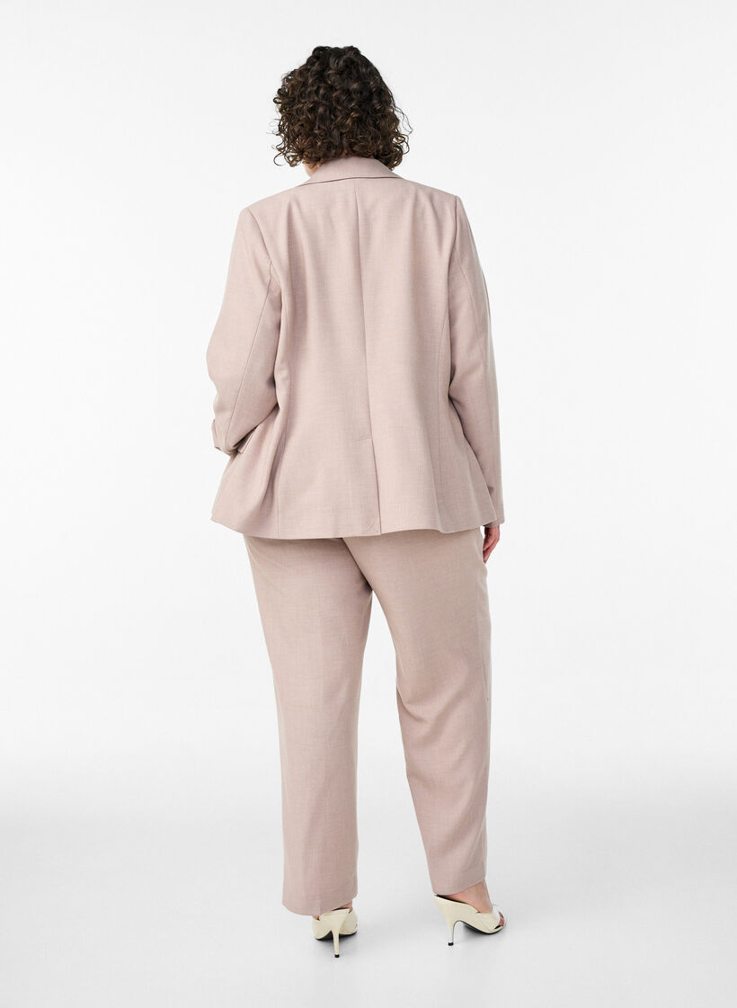 Tailored trousers with a high waist and straight fit, Beige, Model image number 1