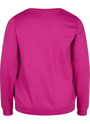 Cotton sweatshirt with text print, Festival Fuchsia, Packshot image number 1