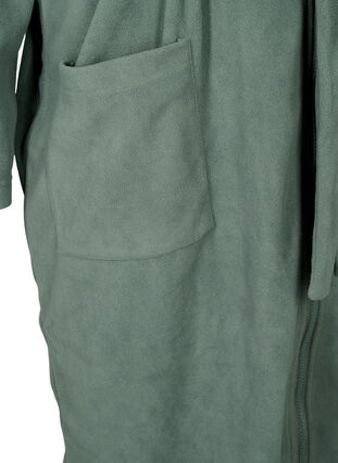 Bathrobe with zipper and hood, Balsam Green, Packshot image number 3