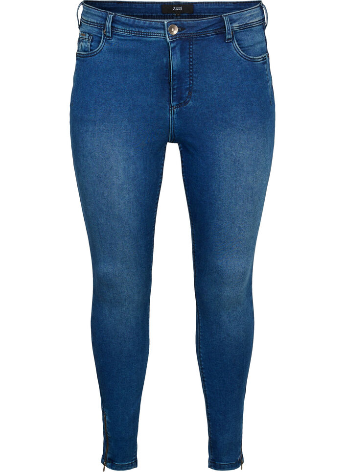 Cropped Amy jeans with a zip, Blue, Packshot image number 0