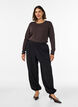 Long-sleeved basic T-shirt with a round neck, Brown, Model image number 1