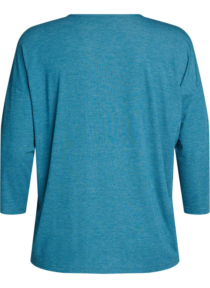 Jersey blouse with 3/4 sleeves, Blue, Packshot image number 1